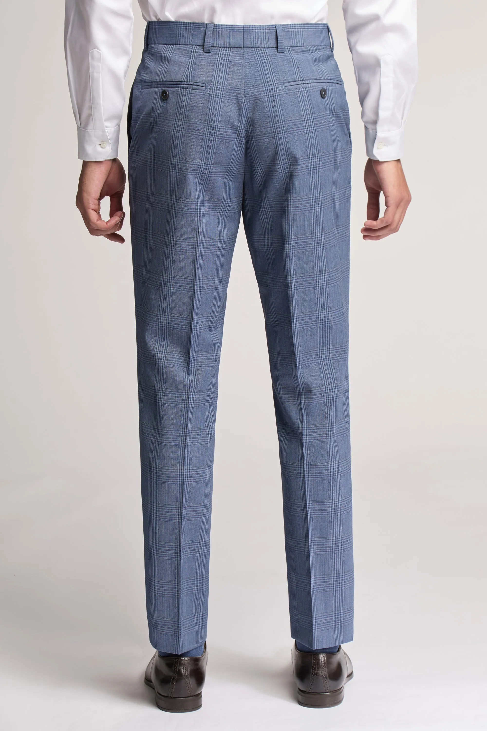 Airforce Blue Large Check Trouser Blue