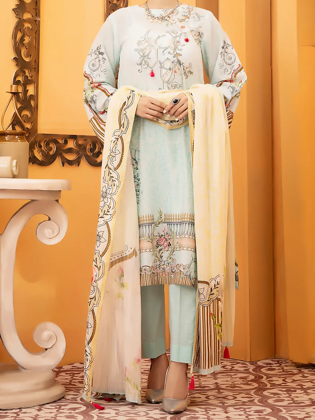 Aqua Lawn 3 Piece Stitched - ALP-930