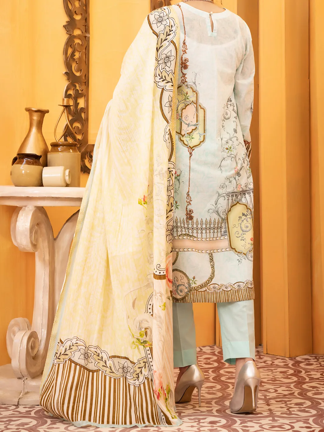 Aqua Lawn 3 Piece Stitched - ALP-930