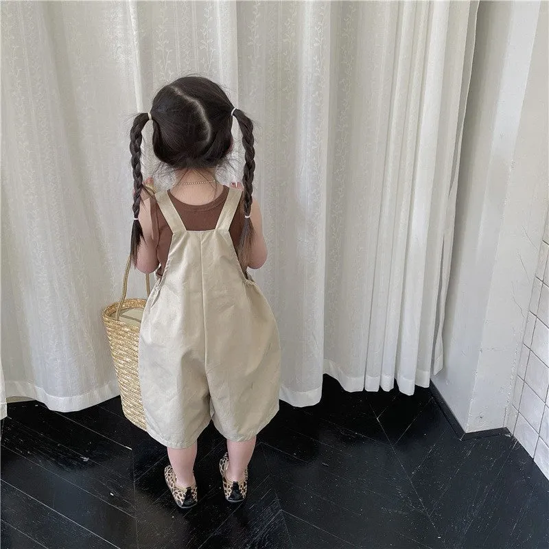 Baby Kid Girls Solid Color Rompers