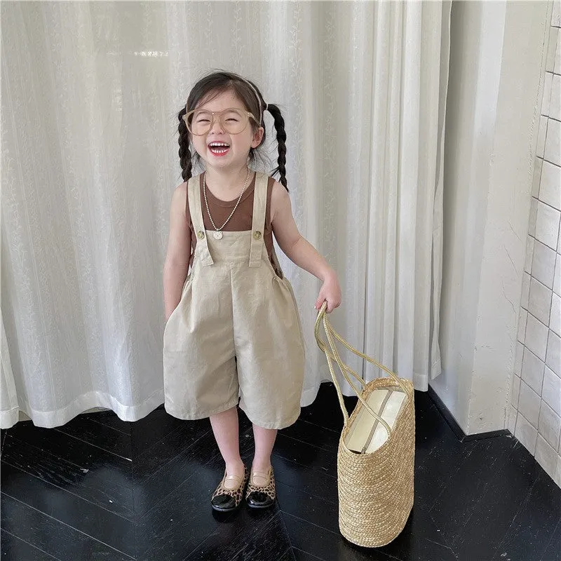 Baby Kid Girls Solid Color Rompers