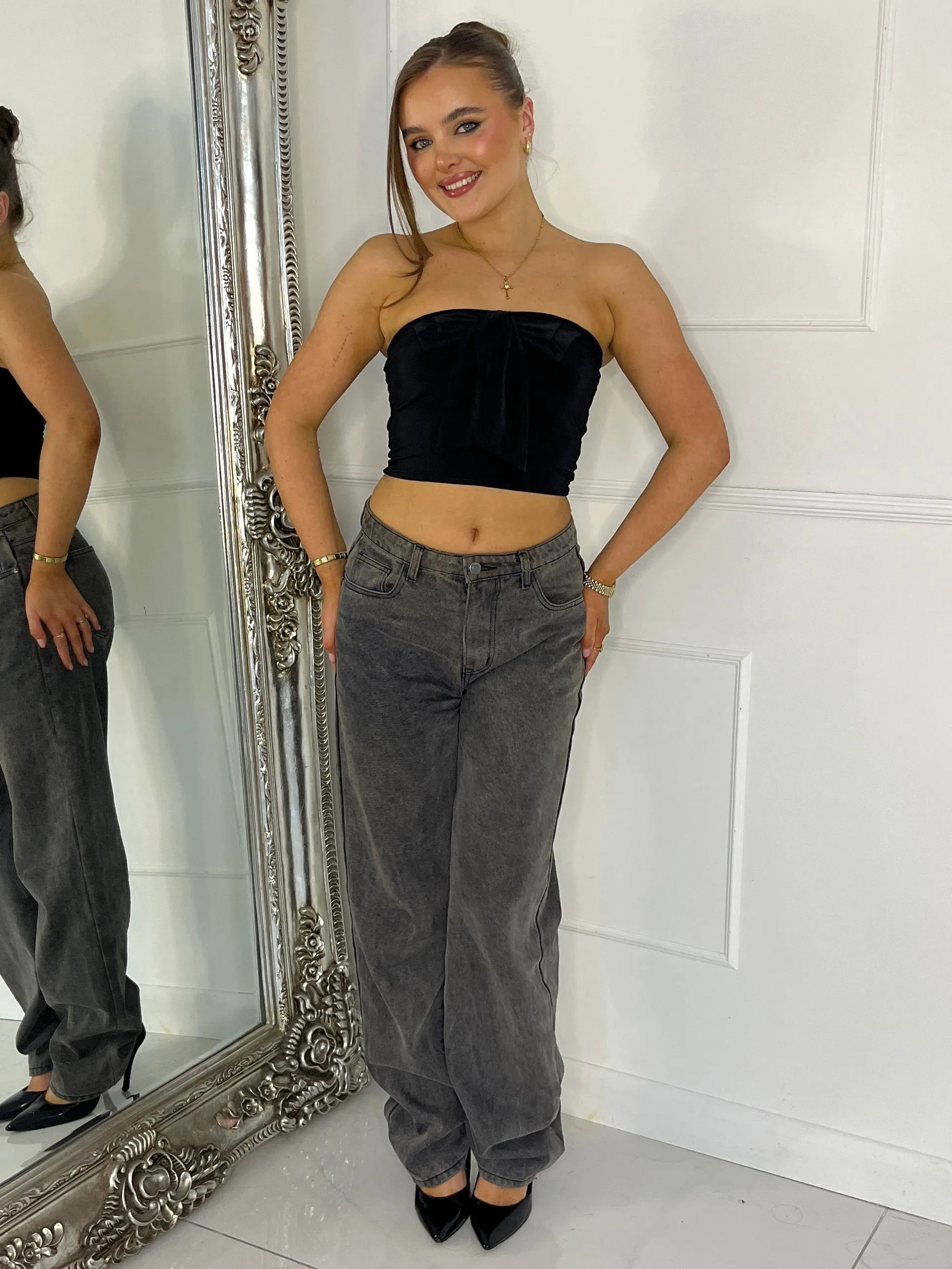 Bandeau Bow Top - Black
