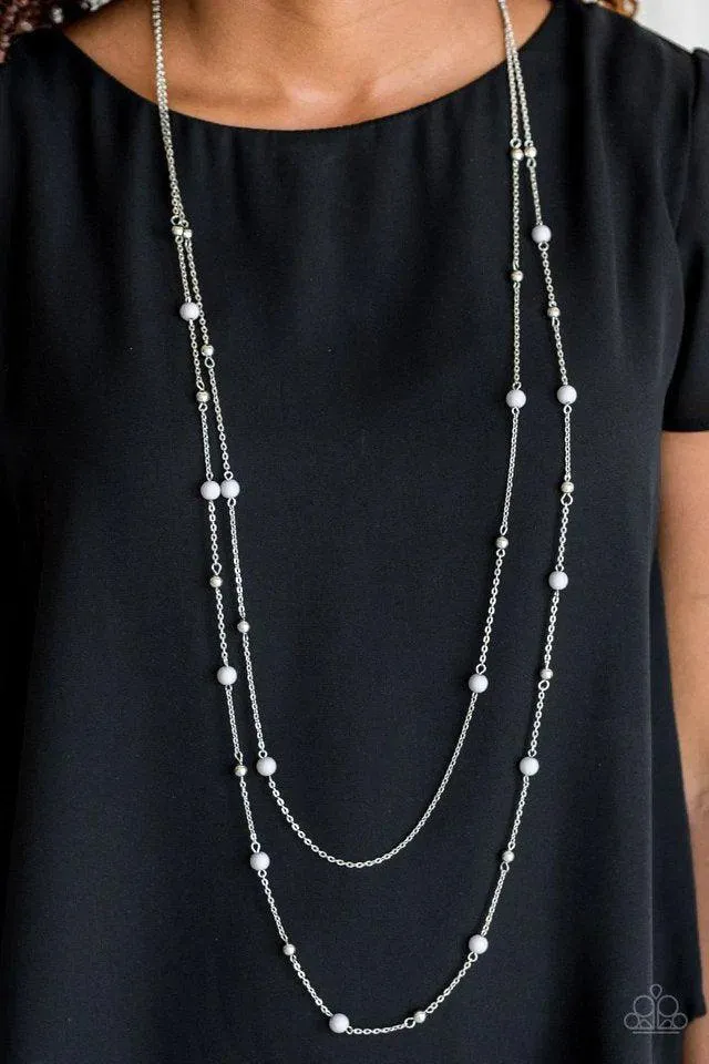 Beach Party Pageant Silver Necklace - Paparazzi Accessories