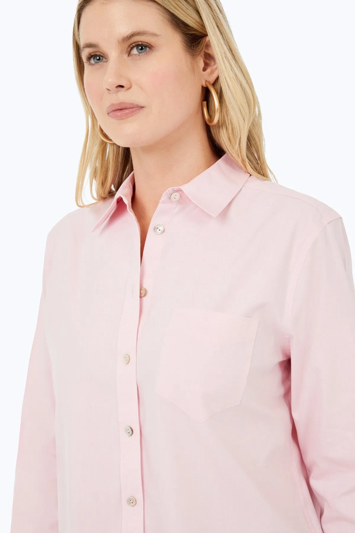 Boyfriend Pinpoint No Iron Long Sleeve Tunic