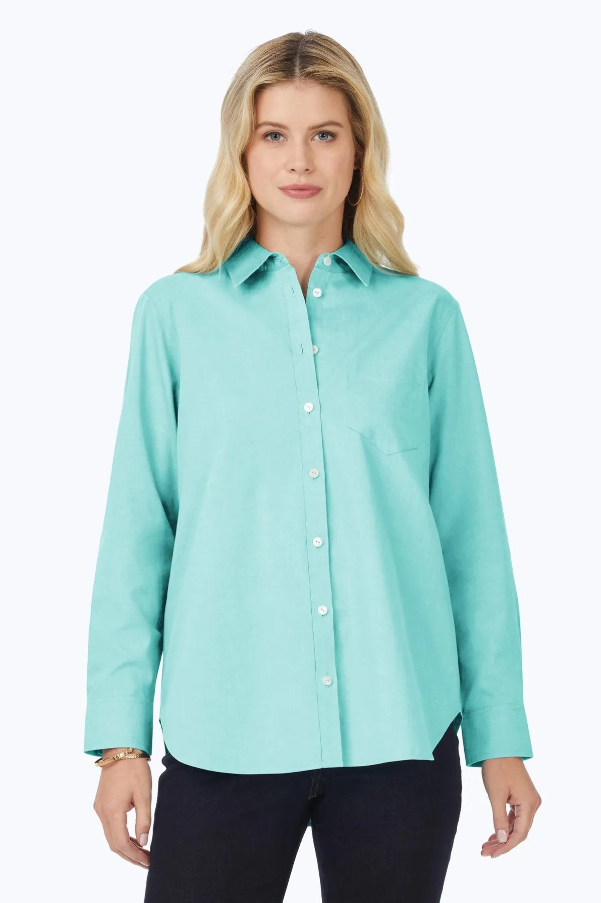 Boyfriend Pinpoint No Iron Long Sleeve Tunic