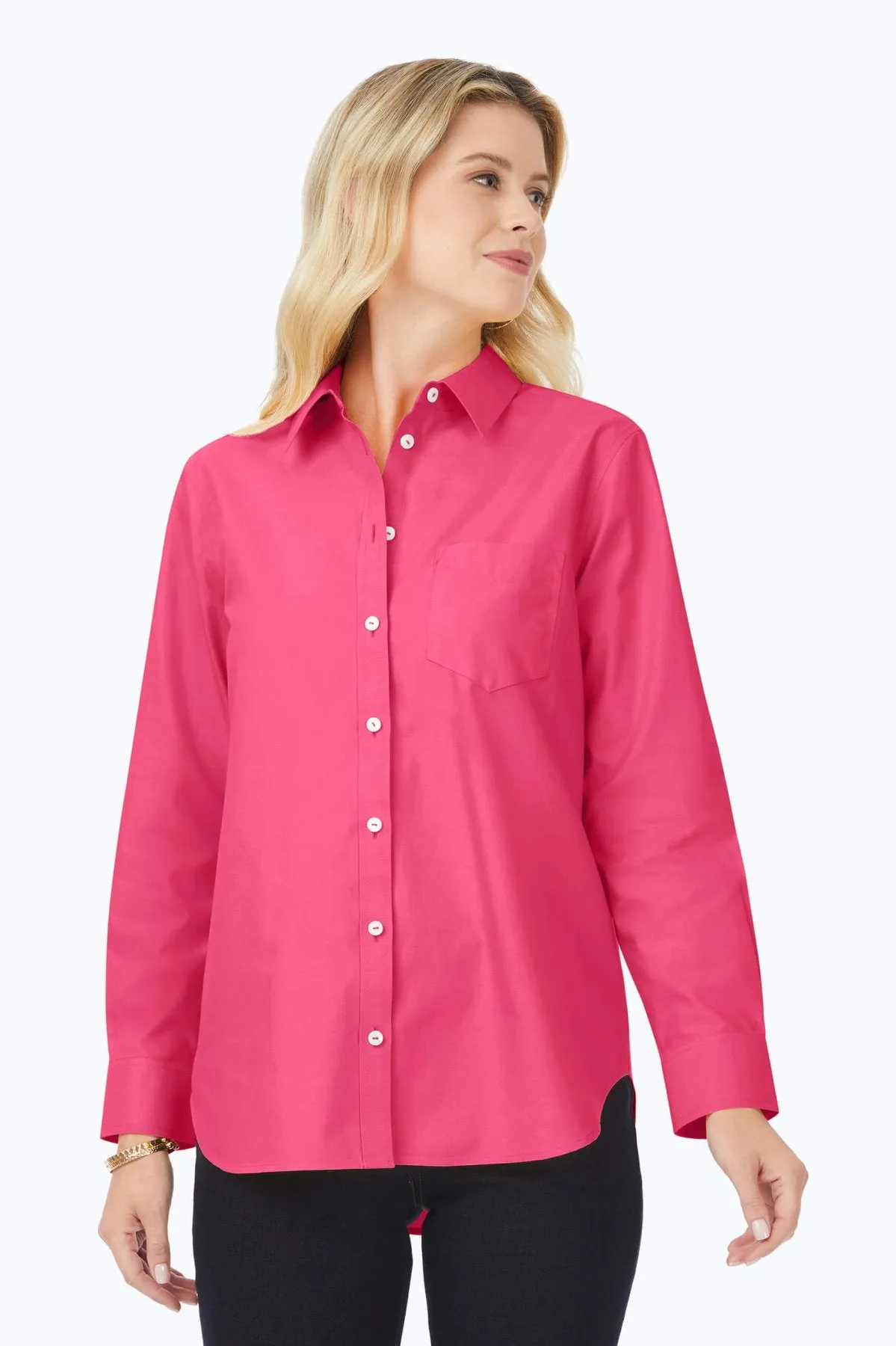 Boyfriend Pinpoint No Iron Long Sleeve Tunic