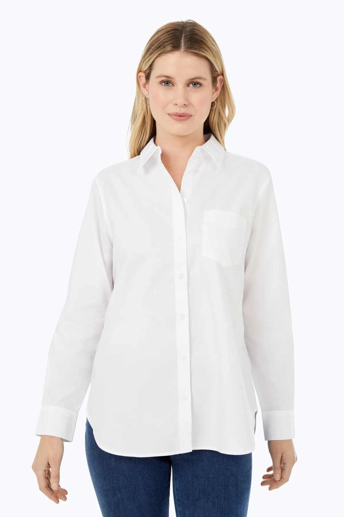 Boyfriend Pinpoint No Iron Long Sleeve Tunic