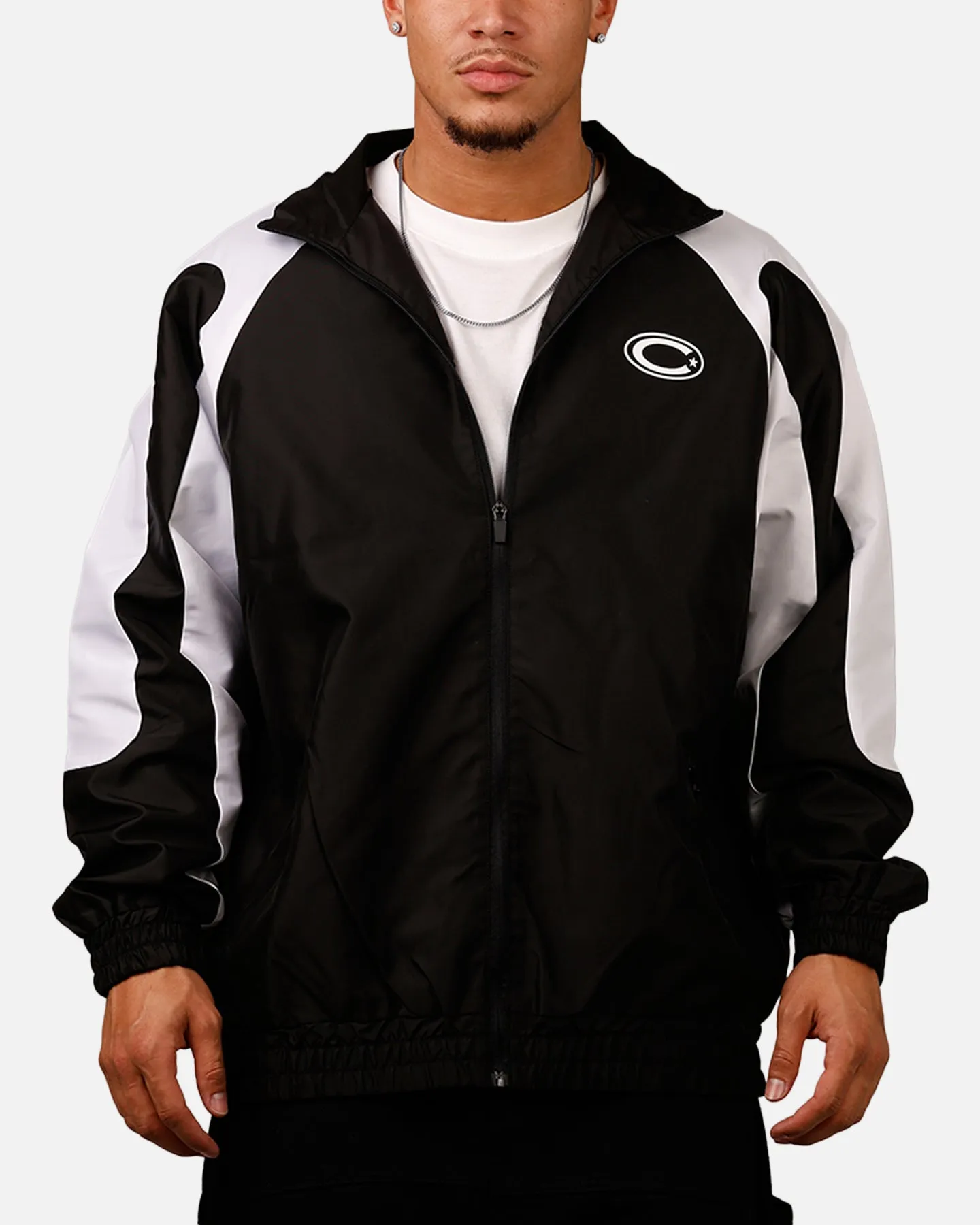 Black and White Carre Empire Panelled Jacket: Optimize the title to return it to English, requiring modifiers.