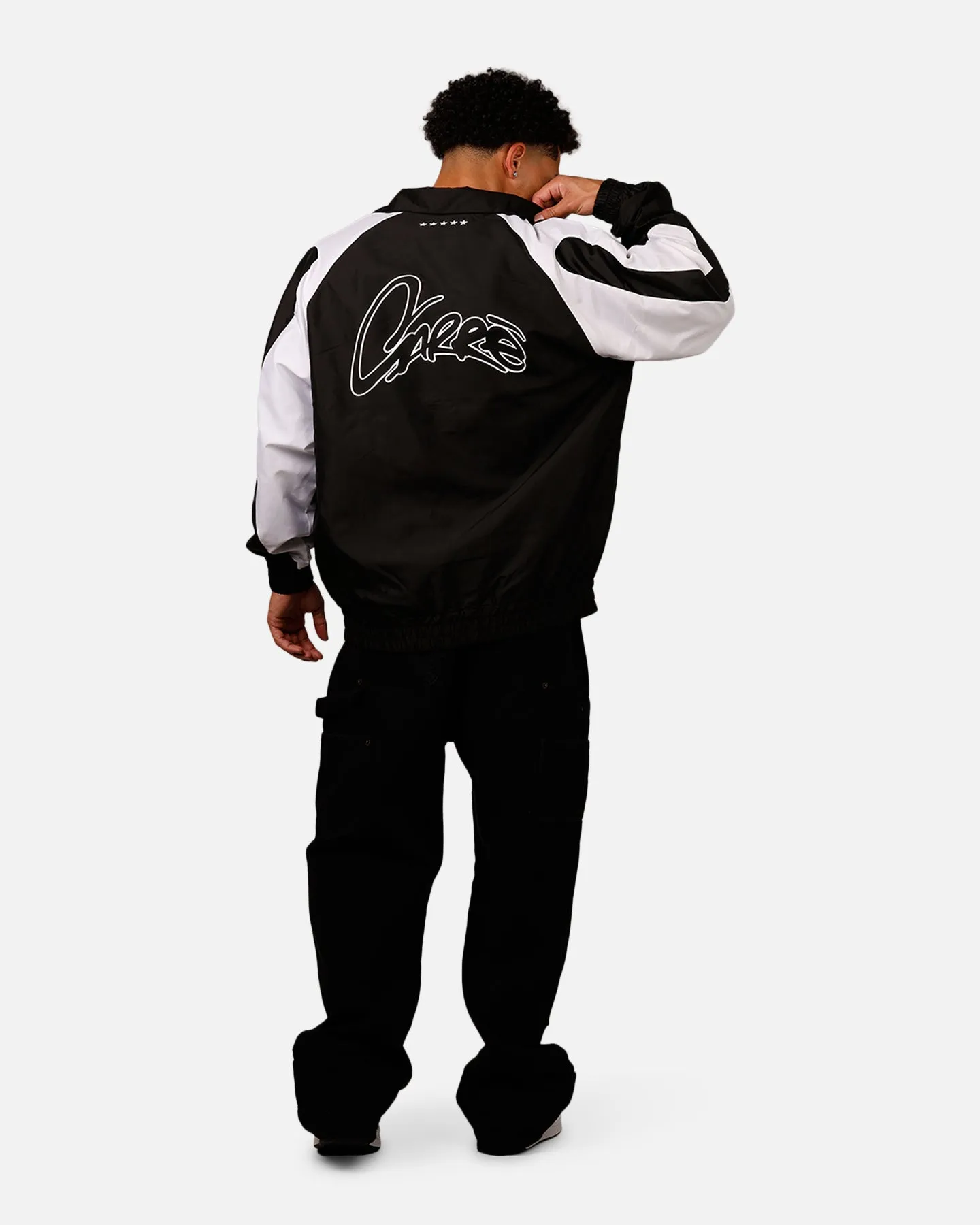 Black and White Carre Empire Panelled Jacket: Optimize the title to return it to English, requiring modifiers.