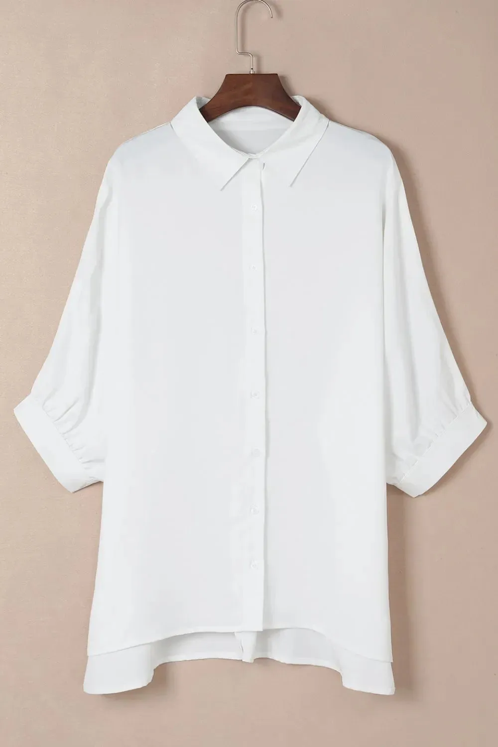 Collared Neck Three-Quarter Sleeve Shirt for Women