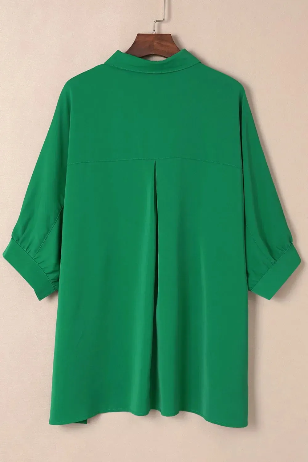 Collared Neck Three-Quarter Sleeve Shirt for Women