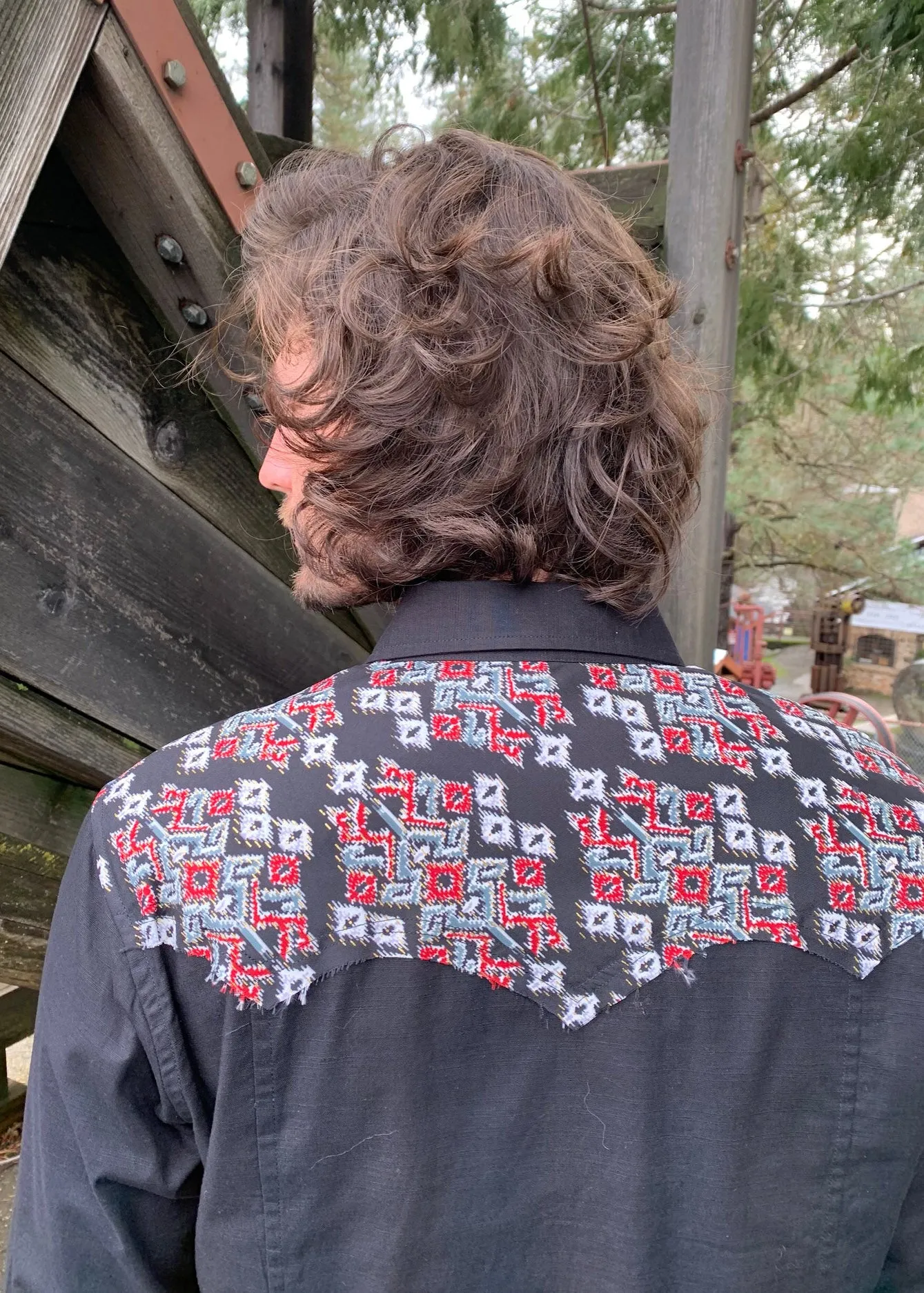 Cowboy Shirt - Red/Black Abstract
