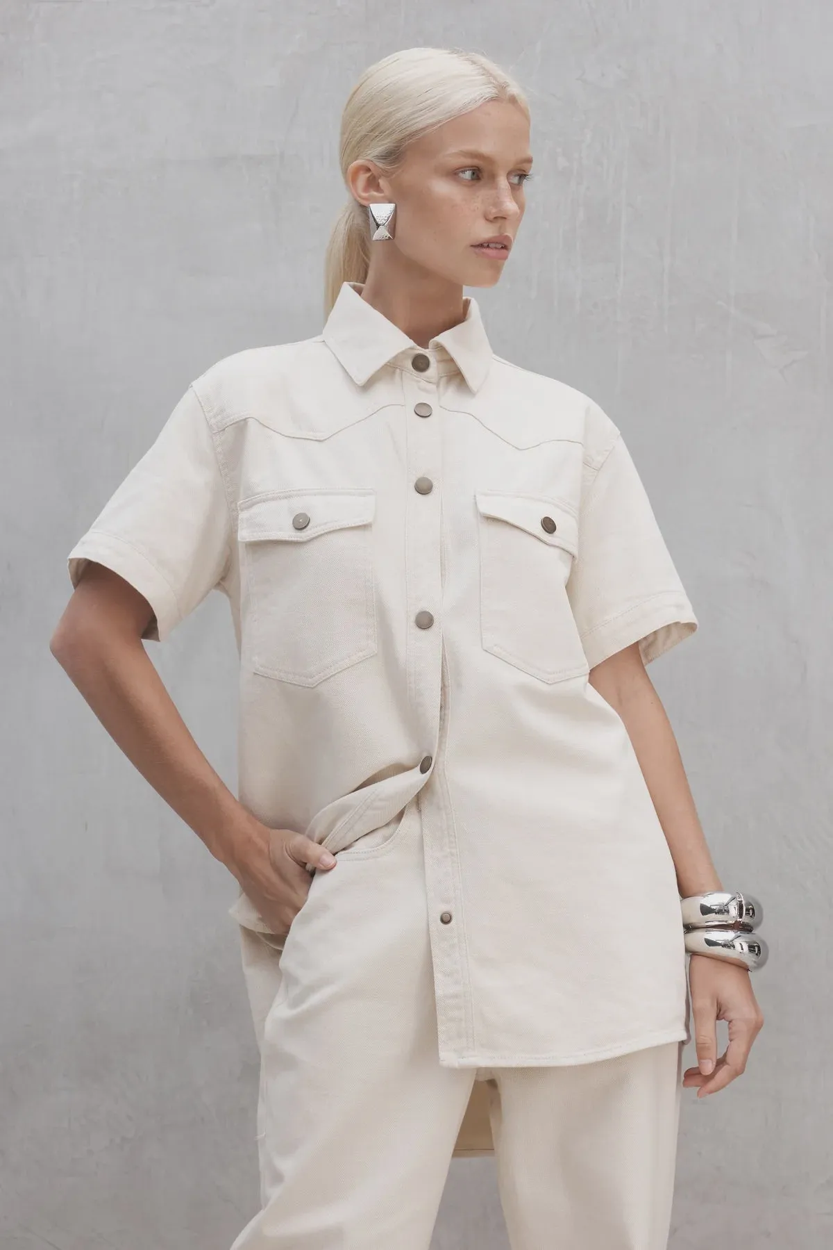 Cream Denim Shirt