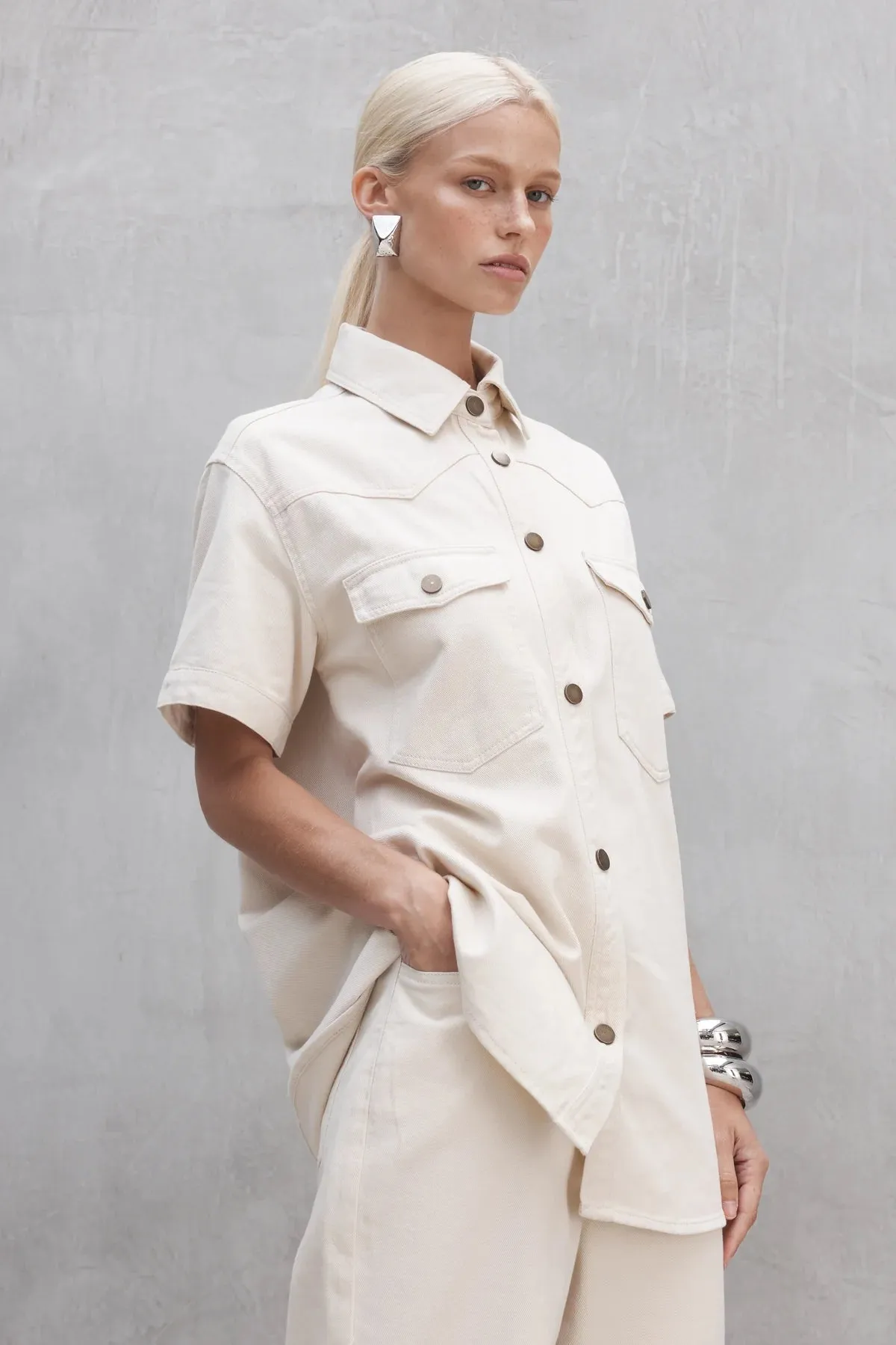 Cream Denim Shirt
