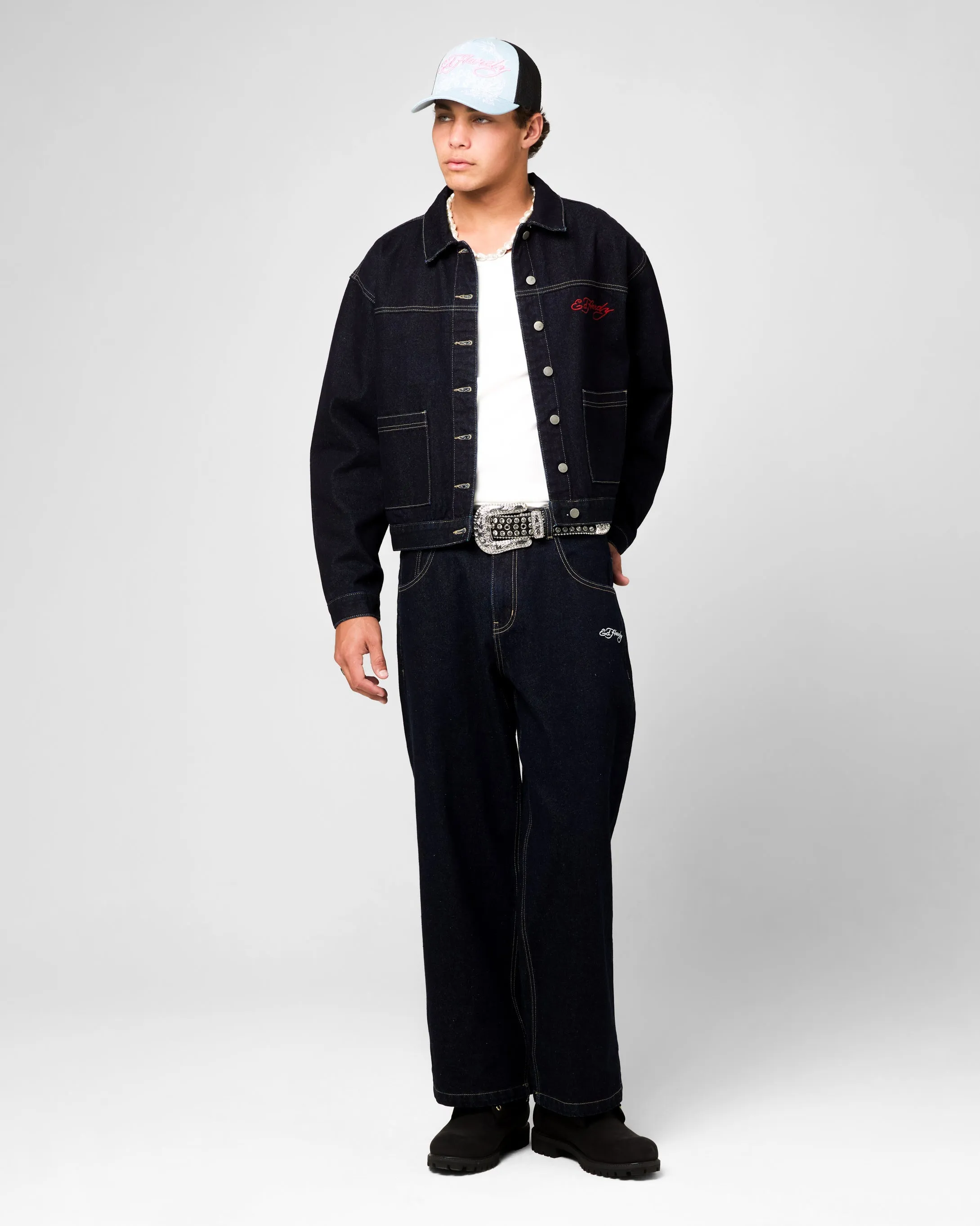 Ed Hardy Coach Denim Jacket Raw Indigo