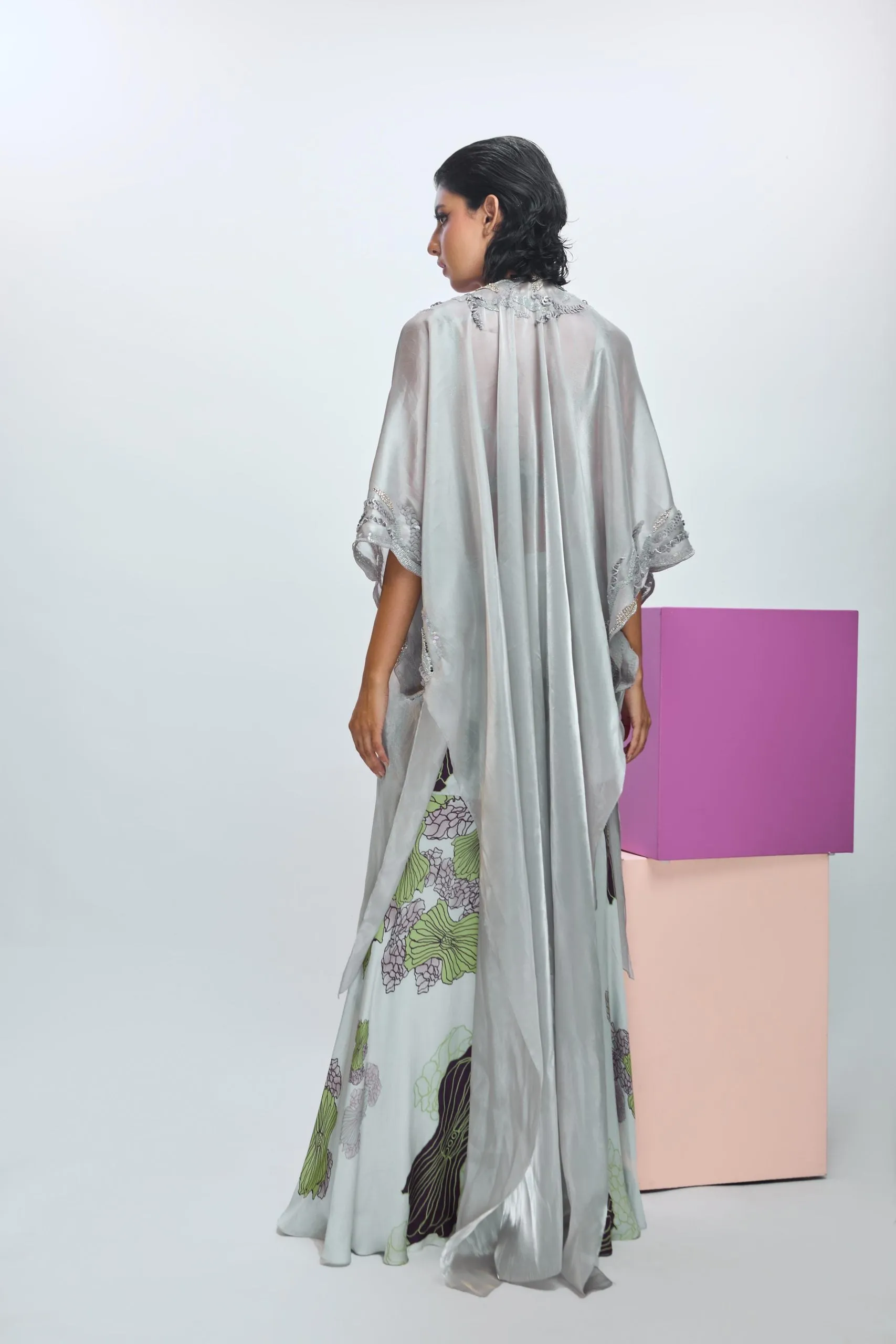Embroidered Blouse with Printed Pants and Embroidered Scallop Dupatta