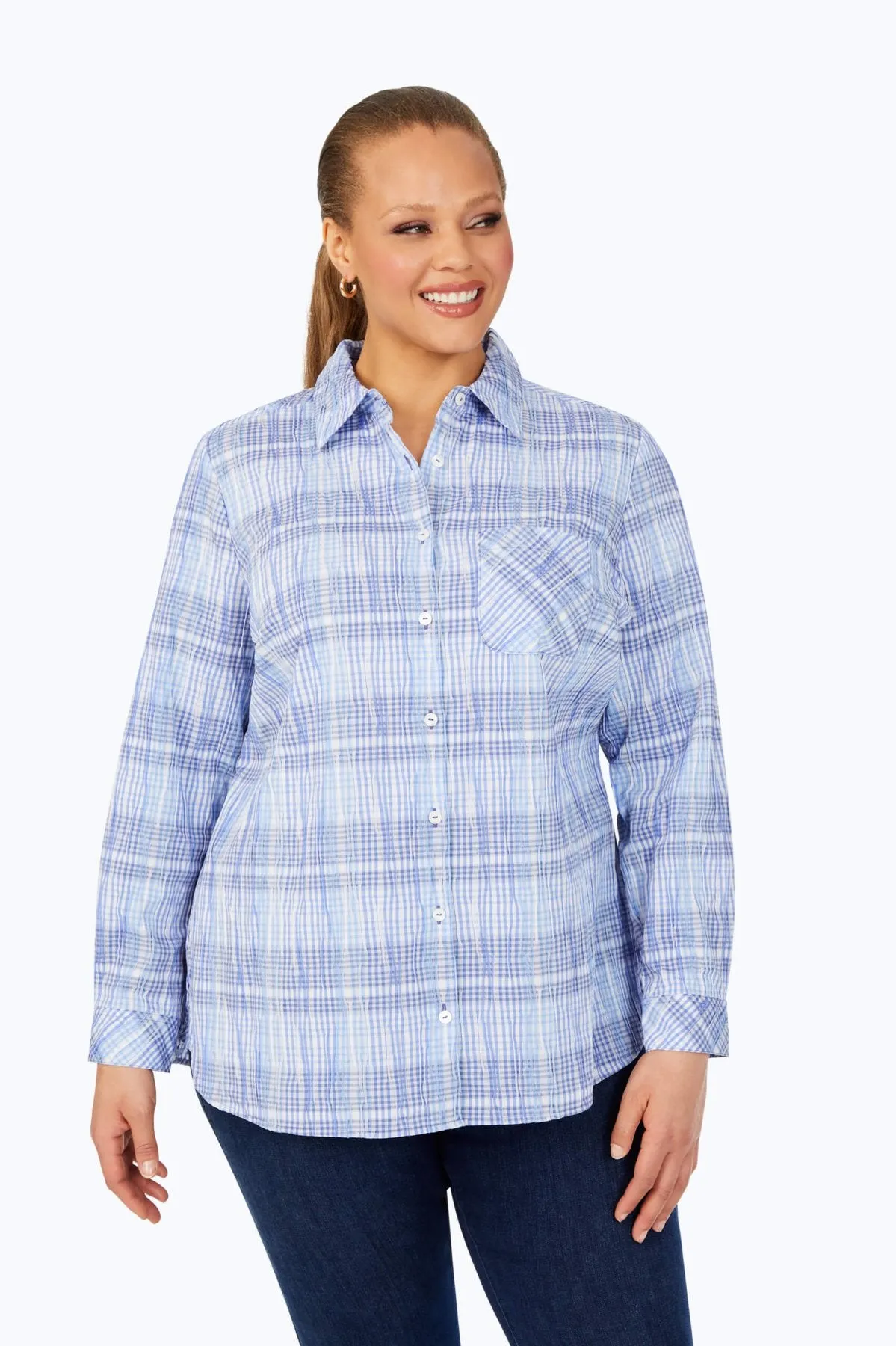 Germaine Plus Purely Plaid Crinkle Tunic