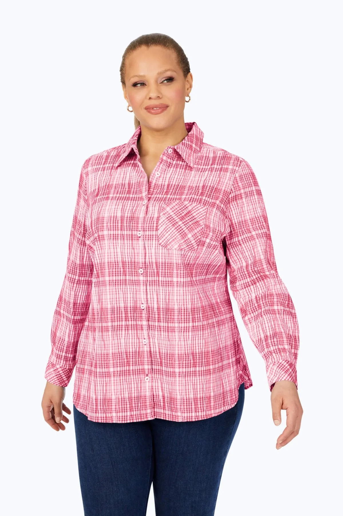 Germaine Plus Purely Plaid Crinkle Tunic