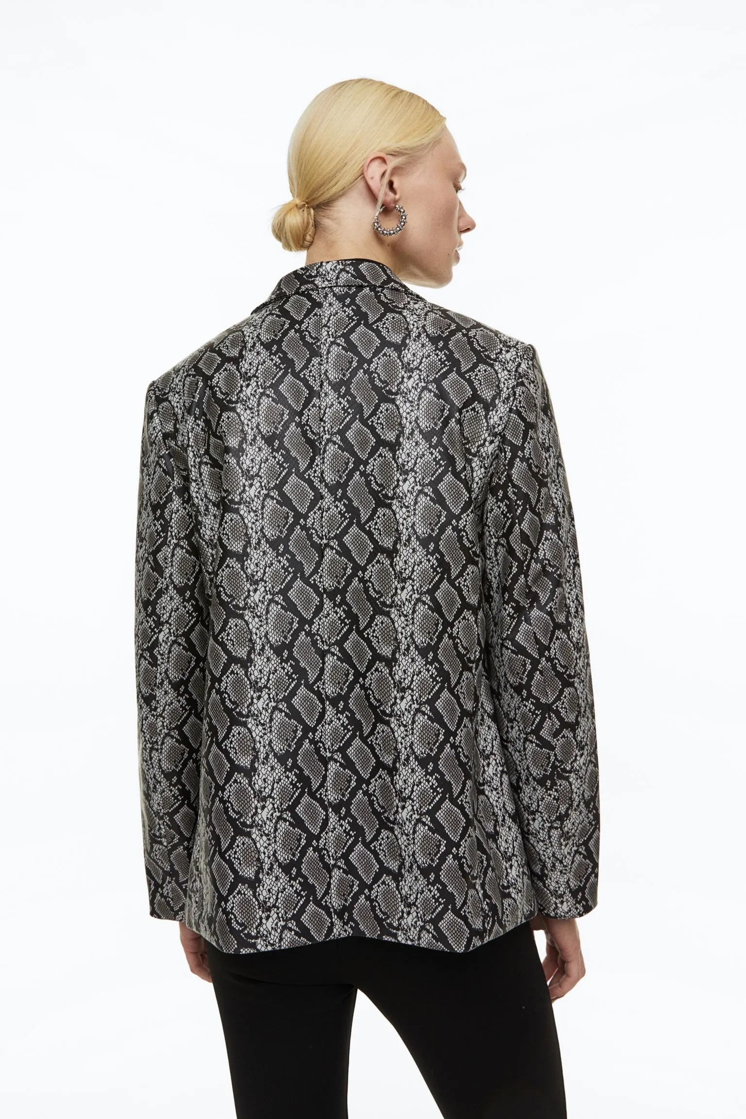H&M Snakeskin Print Blazer, grey/black