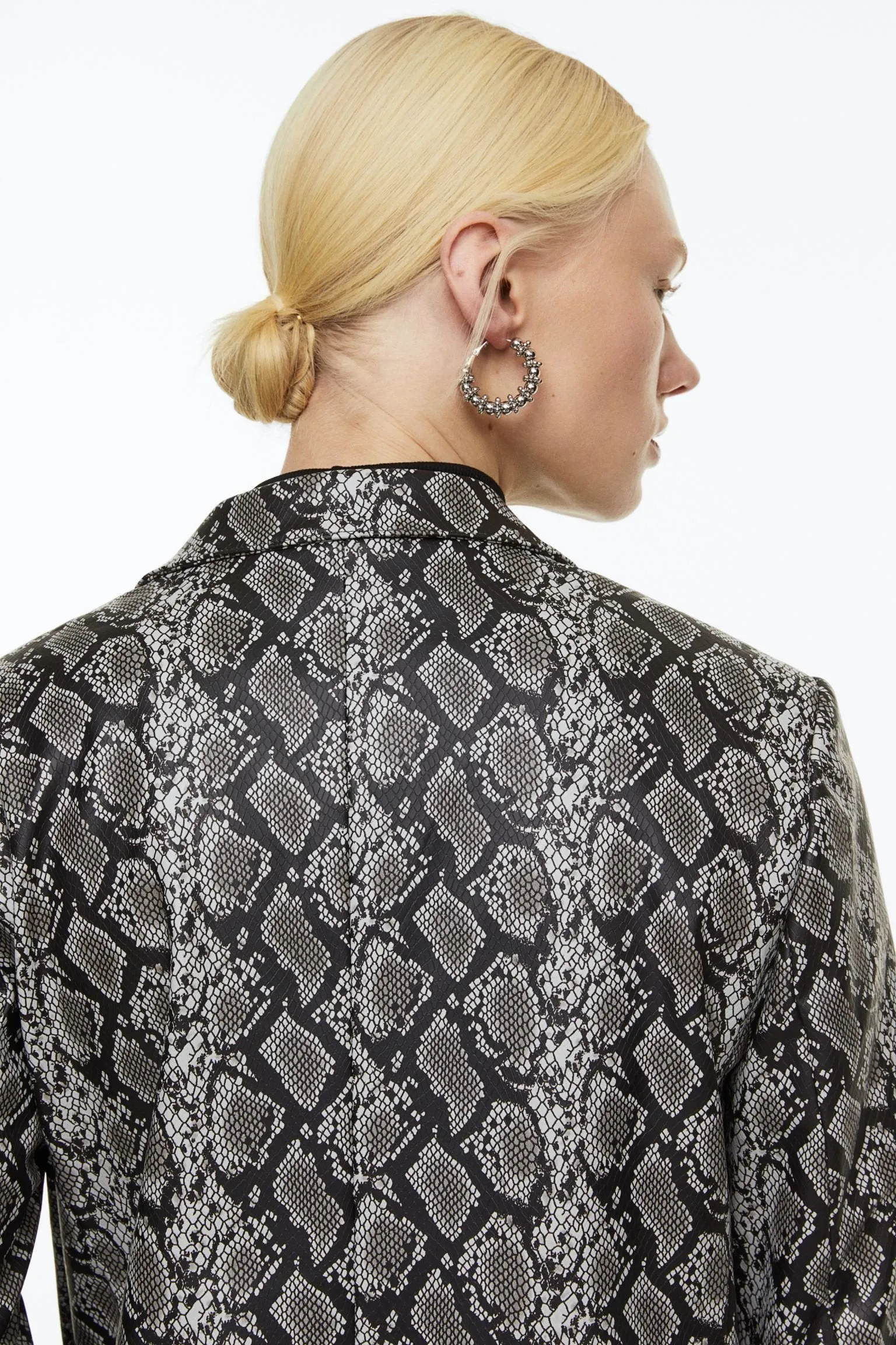 H&M Snakeskin Print Blazer, grey/black