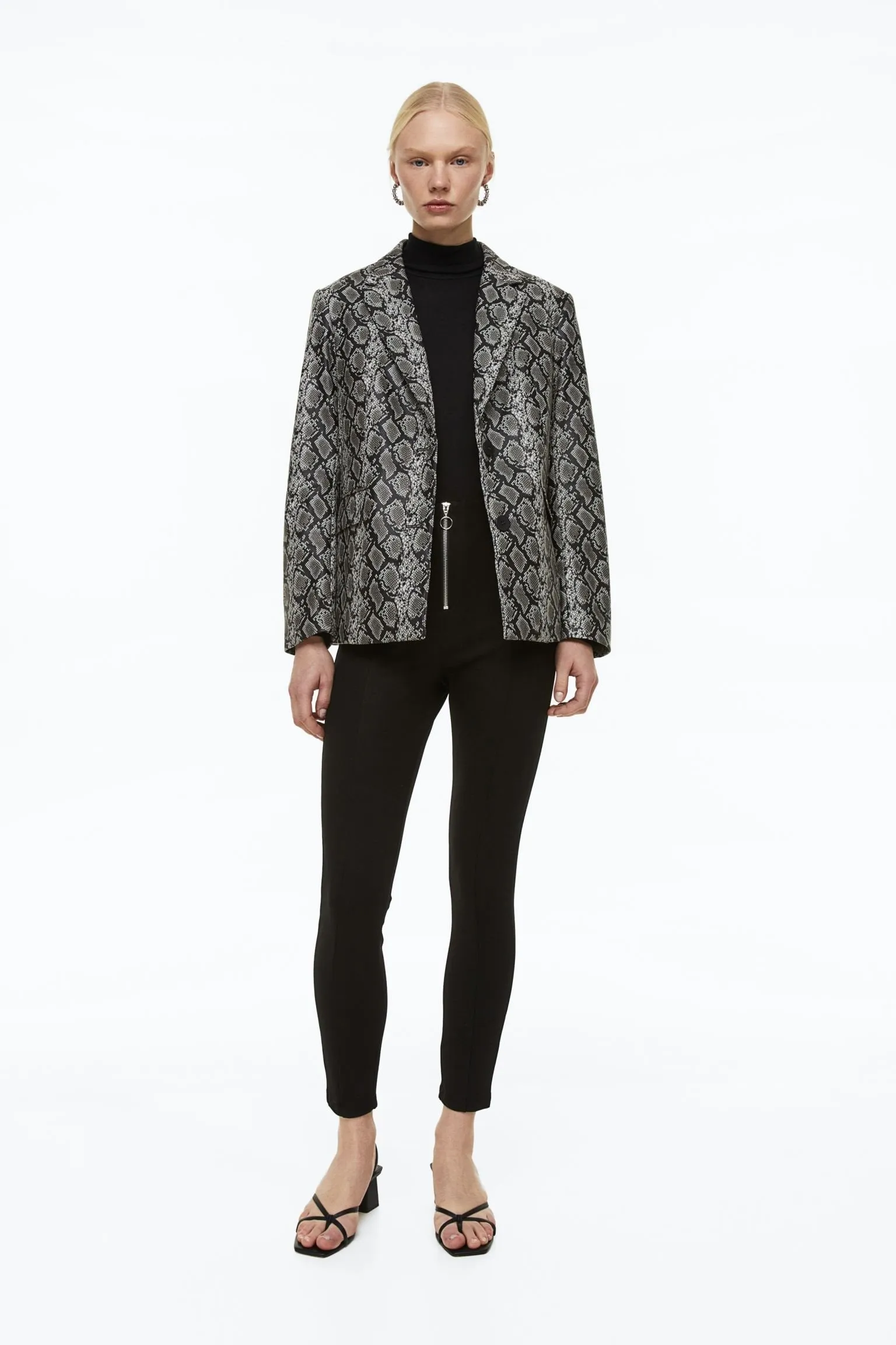 H&M Snakeskin Print Blazer, grey/black
