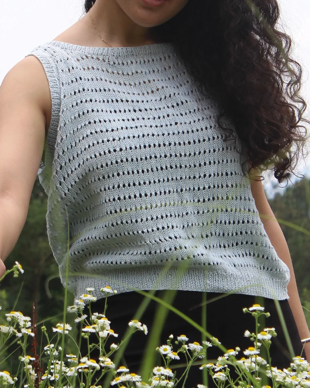 Jaali Sleeveless Round Neck Cotton Top