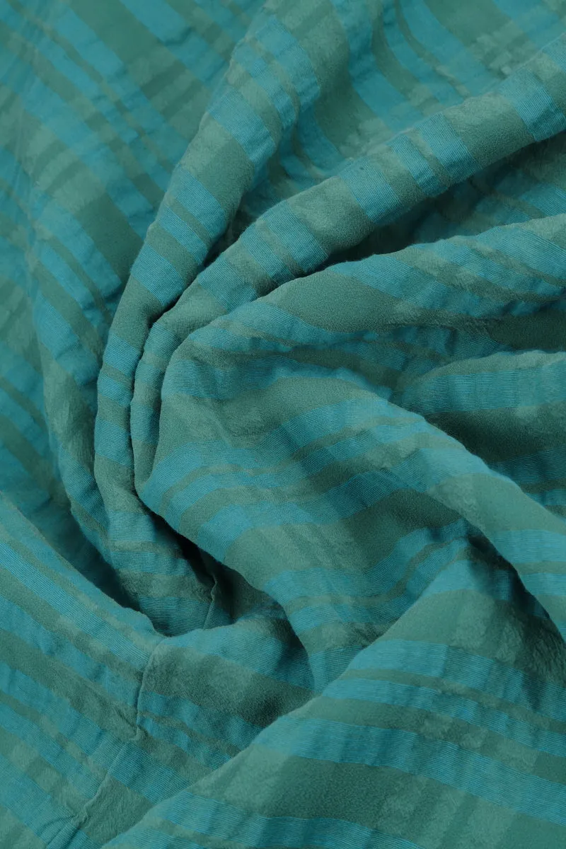 Layered Turquoise Textured Silk Blouse