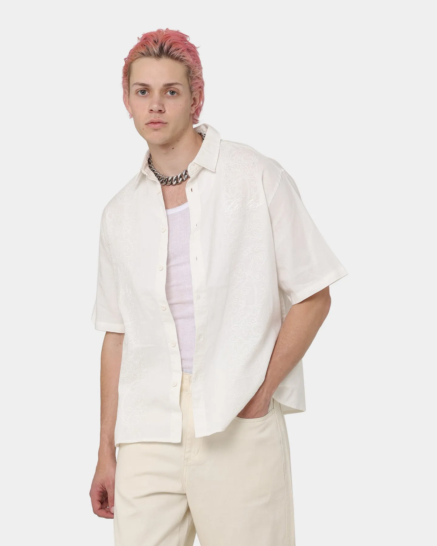Loiter Utopia Lined Blend Button Up Ecru