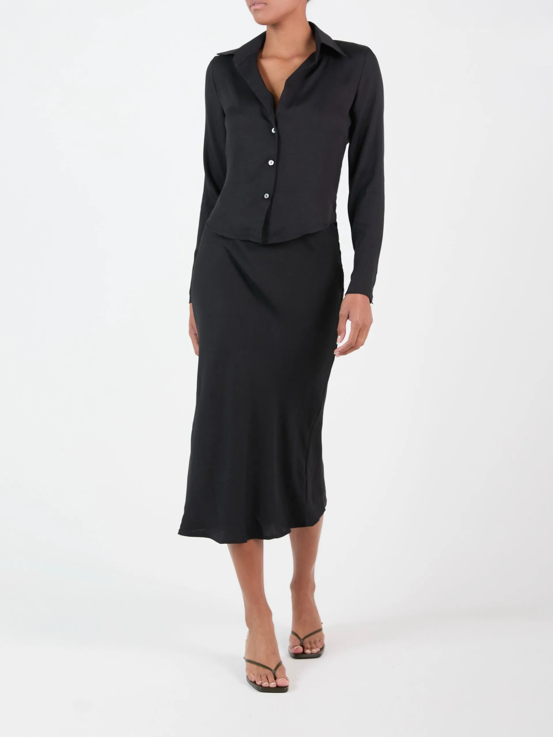 Matte Crepe Rey bias-cut skirt