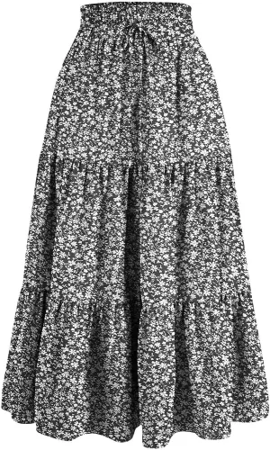 Maxi Skirt for Women 2025 Maxi Spring Flowy Boho Comfy Tiered Western Womens Midi Skirts