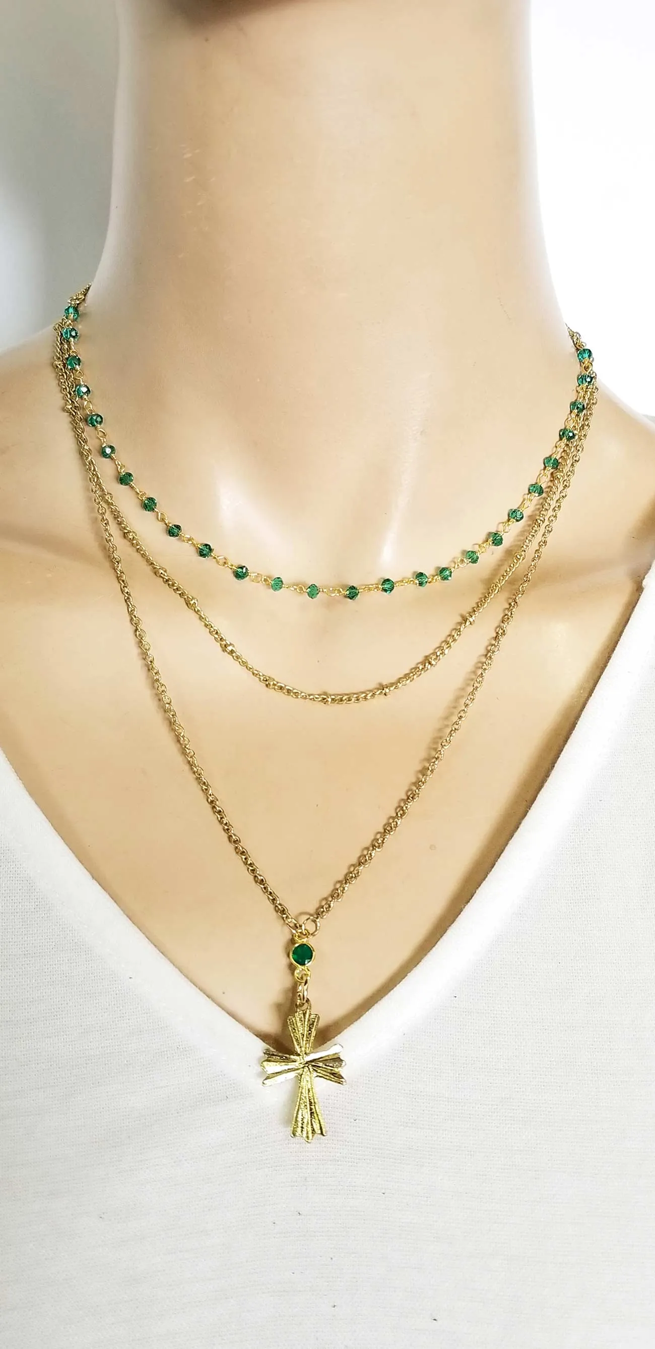 Necklace Three Layers Cross