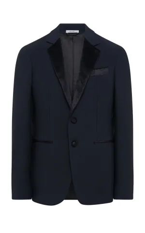 Nicolson Jacket in Black Silk Wool Cady