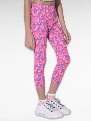 Pink Flower Girls printed leggings | Ankle Length