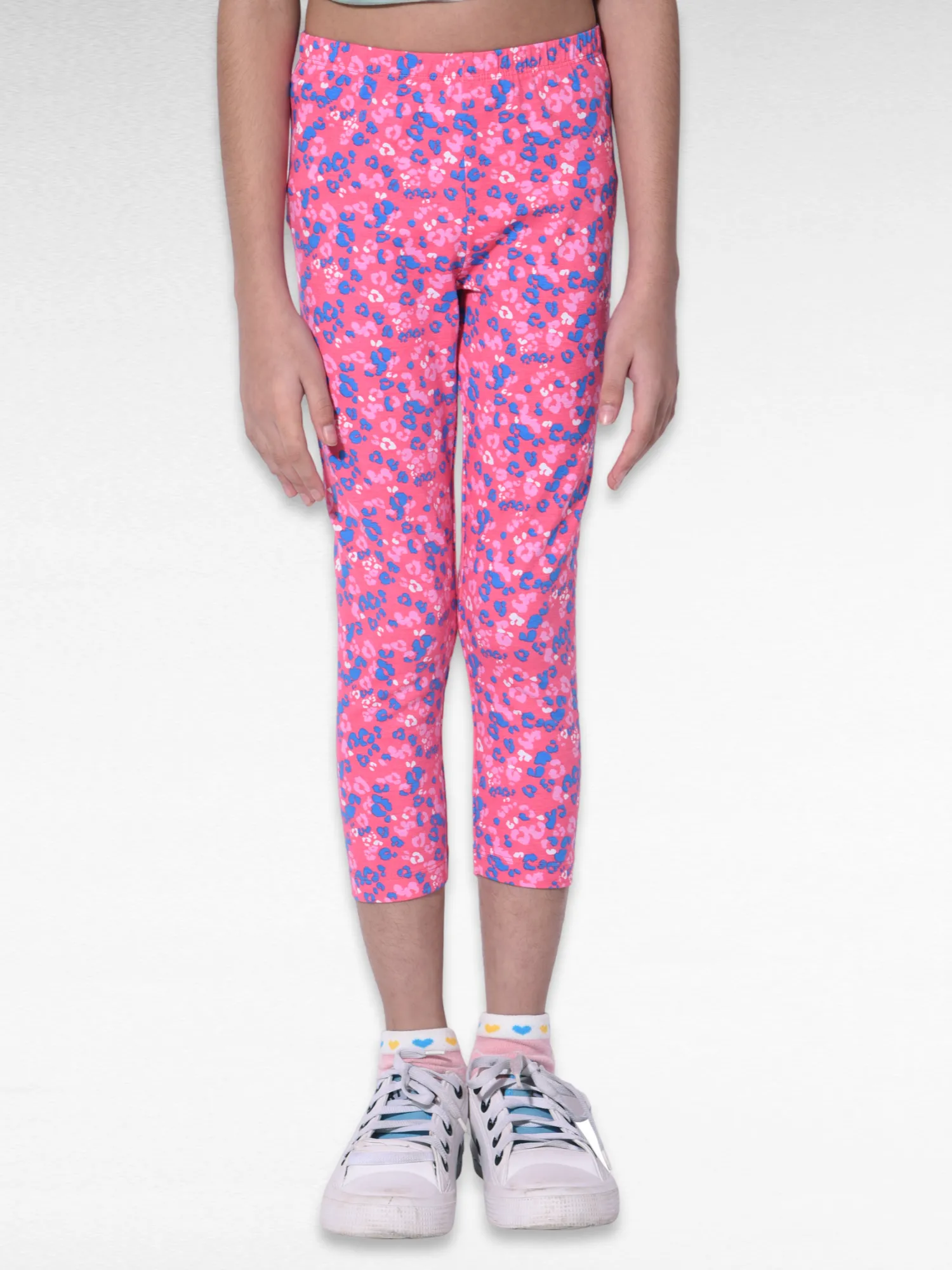 Pink Flower Girls printed leggings | Ankle Length
