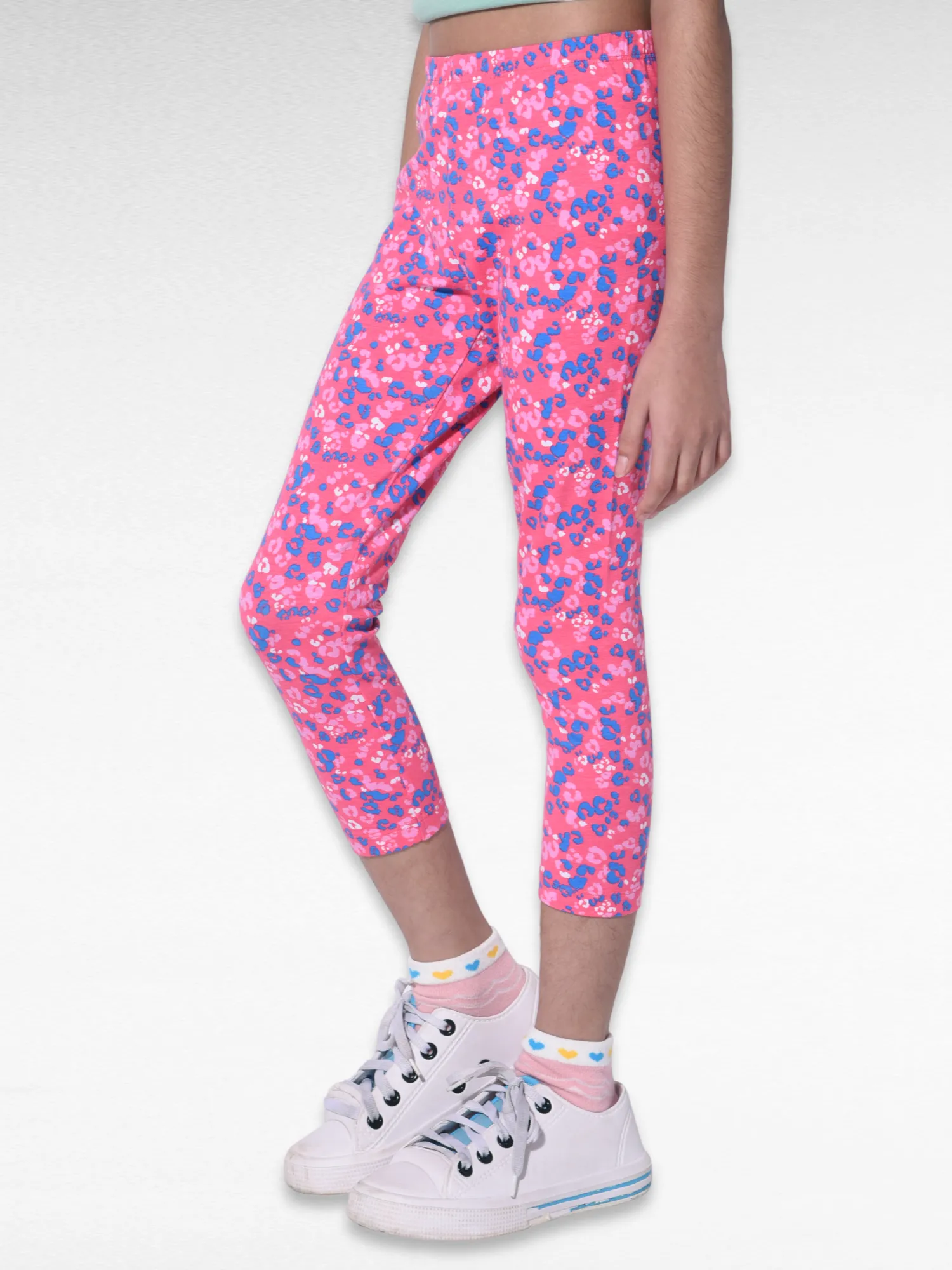Pink Flower Girls printed leggings | Ankle Length
