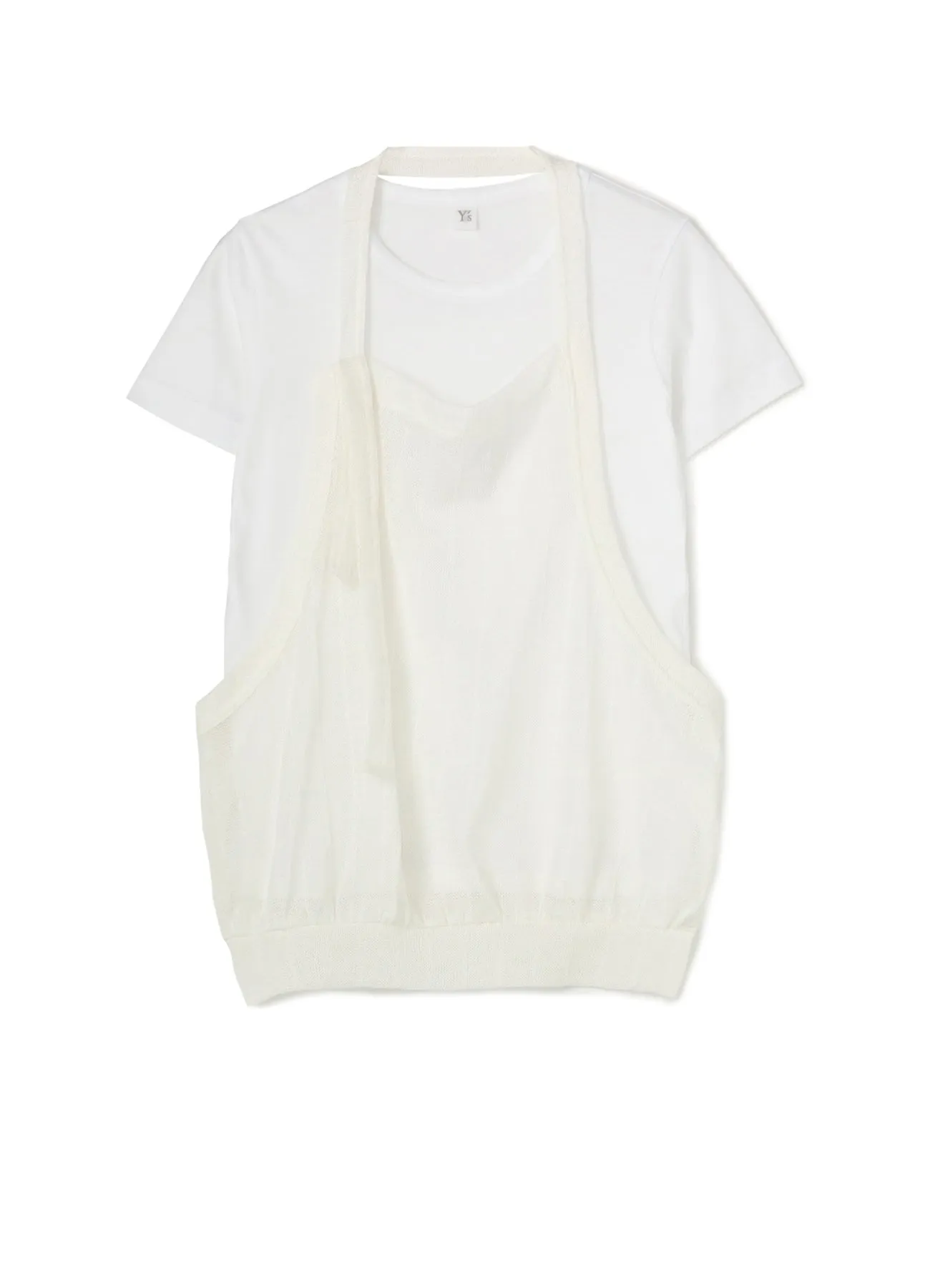 PLAIN STITCH x FAUX LINEN APRON HALF SLEEVE T