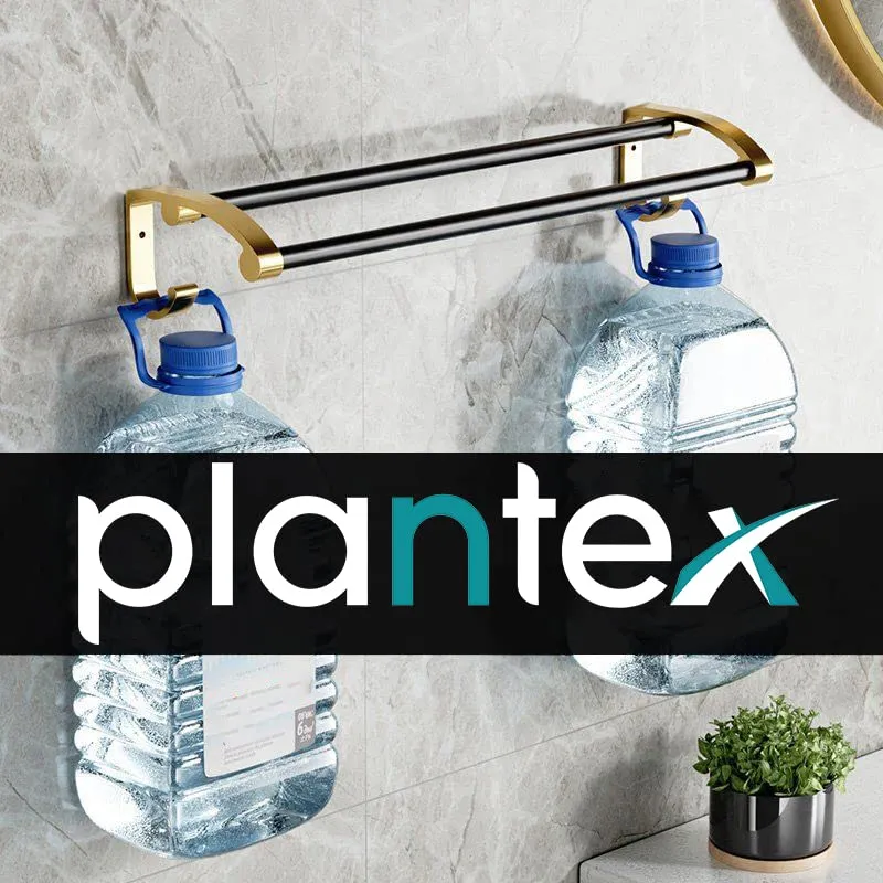 Plantex Space Aluminum Towel Rod/Bar/Holder/Hanger/Stand with Side Hooks for Bathroom - Kitchen Accessories (24 Inch-Gold & Black)