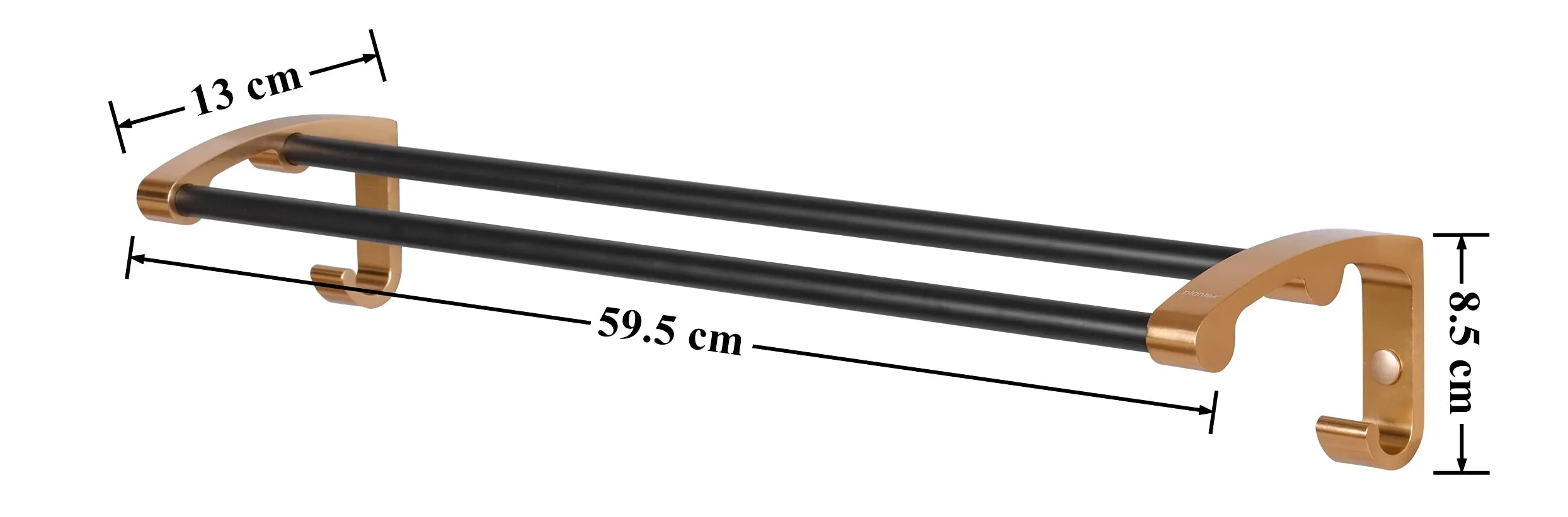 Plantex Space Aluminum Towel Rod/Bar/Holder/Hanger/Stand with Side Hooks for Bathroom - Kitchen Accessories (24 Inch-Gold & Black)