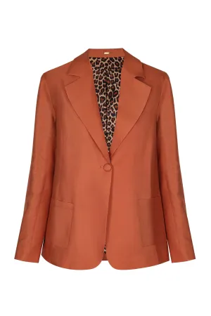 Santo Toms Martellato Silk Blazer in Terra