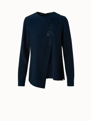 Silk Crpe Asymmetrical Sash Blouse