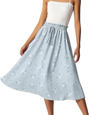 Summer Maxi Skirt for Women High Waist Flowy A-Line Long Skirt Boho Style