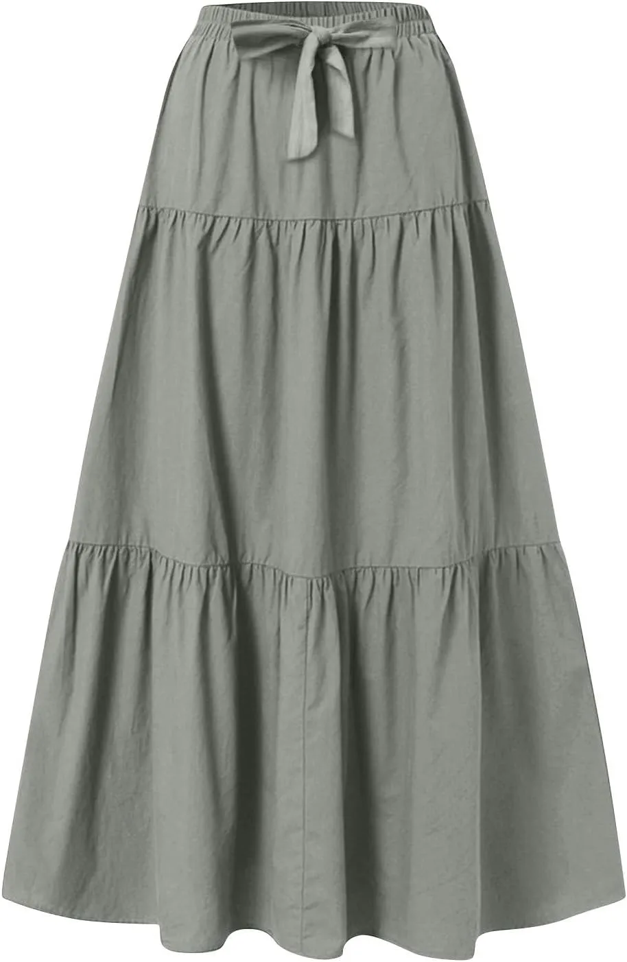 Summer Maxi Skirts for Women 2025 Tiered A Line Pleated Drawstring Long Skirt Boho Flowy Casual Vacation Skirts