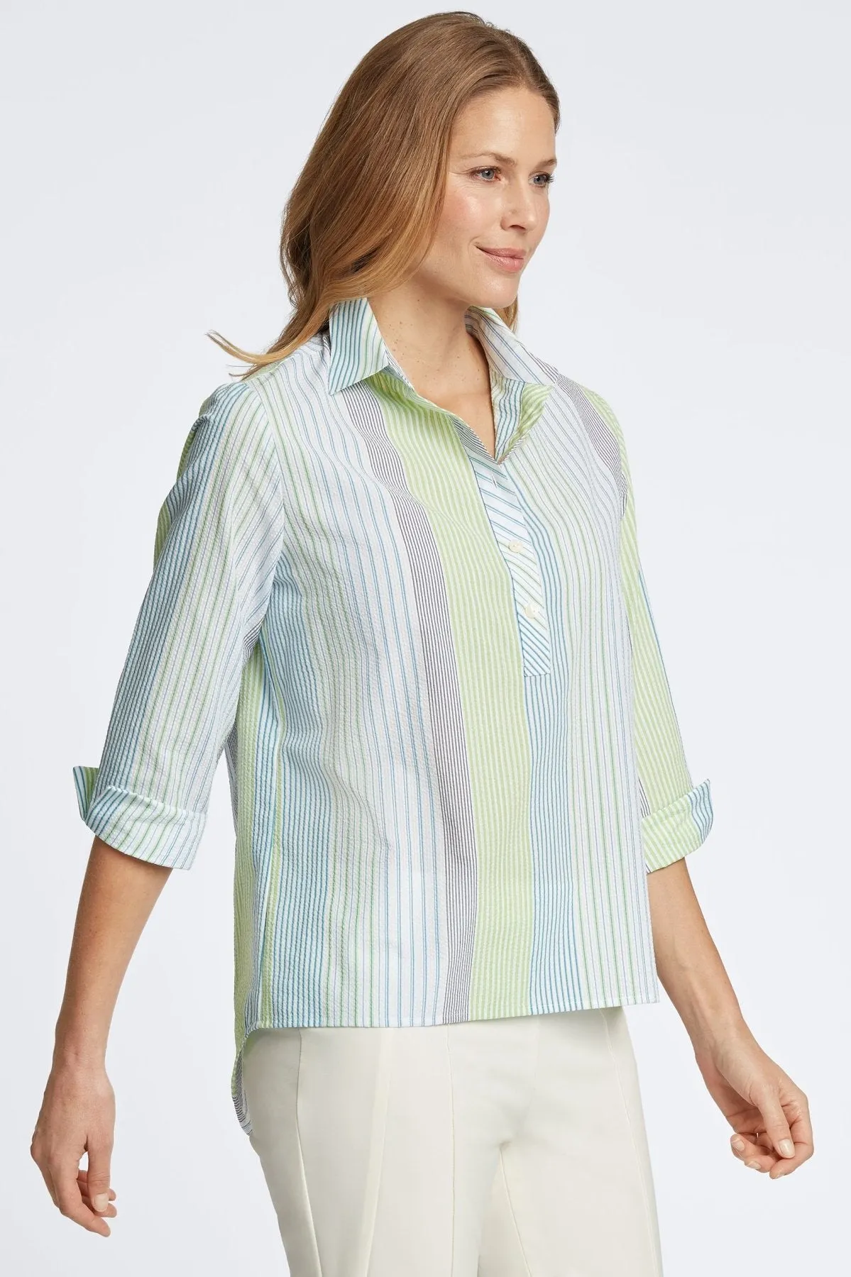 Therese Seersucker Stripe Popover Shirt