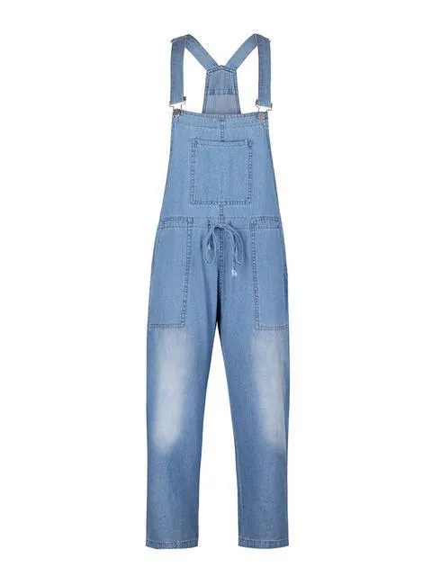 Vintage Drawstring Denim Jumpsuit