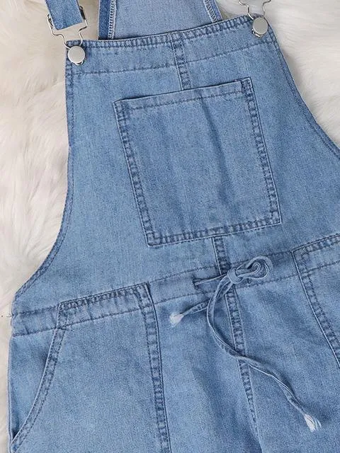 Vintage Drawstring Denim Jumpsuit