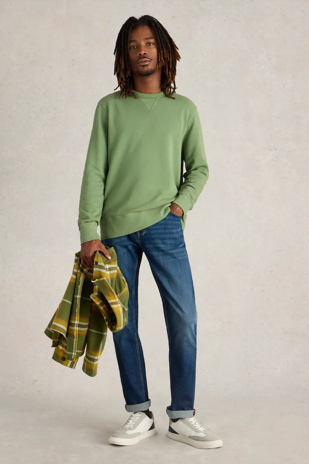 White Stuff Crew Neck Sweat in Mid Green
