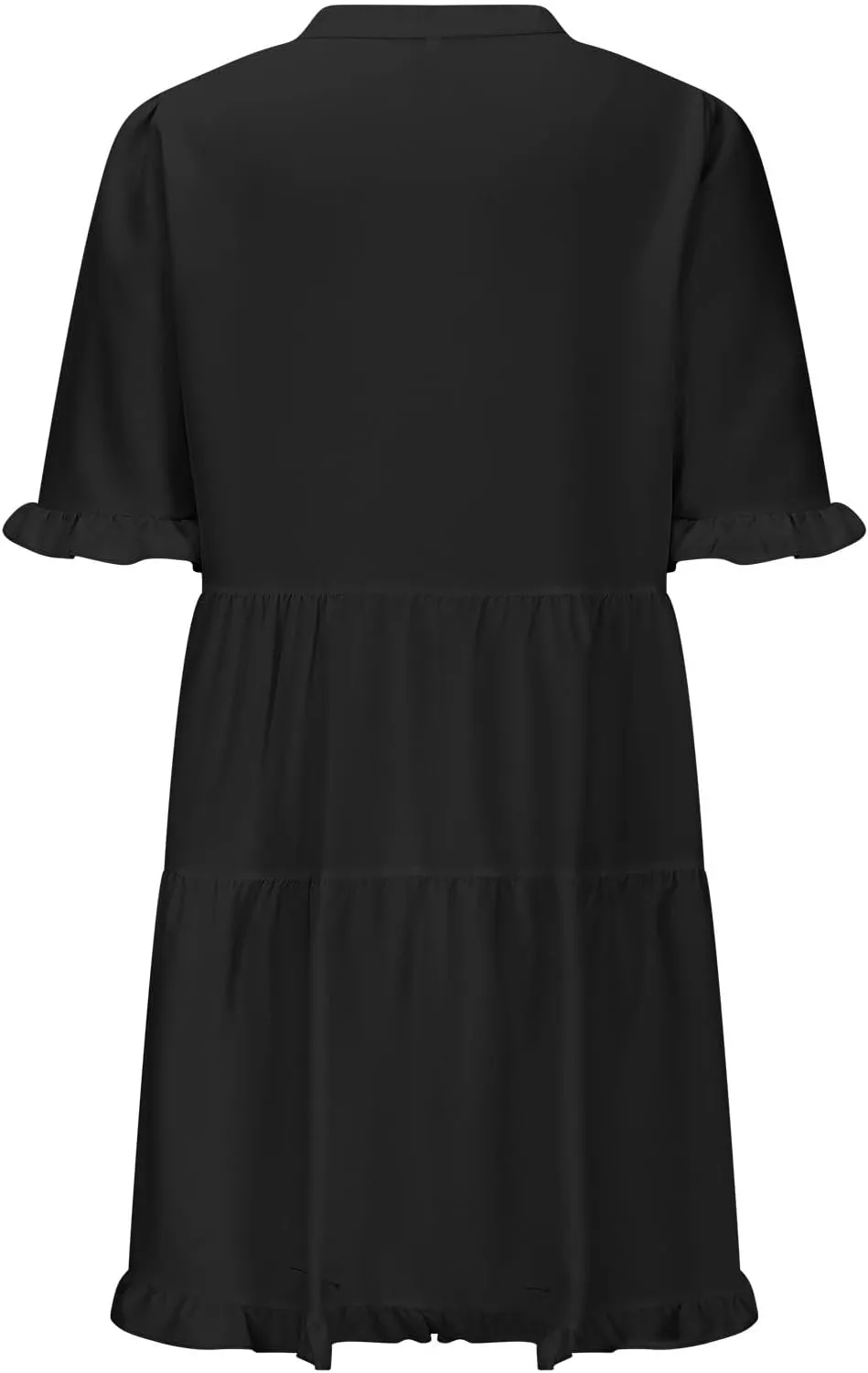 Women's Dresses 2025 Summer V Neck Short Sleeve Casual A Line Dress Trendy Ruffle Flowy Swing Shift Dress Mini Dress